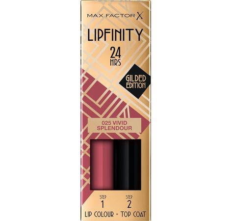 Max Factor Liquid Lipstick Lipfinity Colour & Top Coat Vivid Splendour 025 2.3ml & 1.9g
